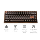 Keychron clavier mécanique Bois, Layout US (QWERTY), Gateron Double-Rail Magnetic Nebula, 75%