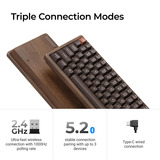 Keychron clavier mécanique Bois, Layout US (QWERTY), Gateron Double-Rail Magnetic Nebula, 75%