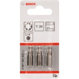 Bosch Embouts de vissage qualité extra-dure, Bit 3 pièce(s), Torx, T30, 25 mm, 25,4 / 4 mm (1 / 4"), Hexagonal