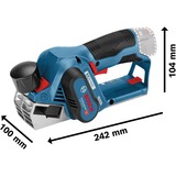 Bosch GHO 12V-20 Professional Noir, Bleu, Rouge 14500 tr/min, Rabot électrique Bleu/Noir, Noir, Bleu, Rouge, 14500 tr/min, 5,6 cm, 1,7 cm, 2,5 m/s², Batterie