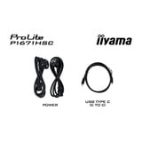 iiyama ProLite P1671HSC-B1 15.6" Moniteur  Noir (Mat), 1x Mini HDMI (Type-C), 2x USB-C, Audio