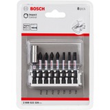 Bosch Packs de porte-embout universel et d'embouts pour tournevis Pick and Clic Impact Control, Set d'embouts de vissage Noir, 7 pièce(s), Phillips, Cruciforme, Torx, PZ 2, T20, T25, T30, Acier, 25,4 / 4 mm (1 / 4")