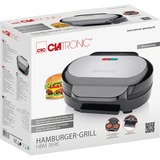 Clatronic Gril à hamburger HBM 3696, Grill à contact Acier inoxydable/Noir