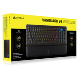 Corsair VANGUARD 96 WIRELESS RGB clavier gaming mécanique Noir, Layout US (QWERTY), Corsair MLX Plasma, 96%, RGB, Keycaps PBT double-shot, ABS single-shot, Hot-swap, RF2.4 / USB / Bluetooth
