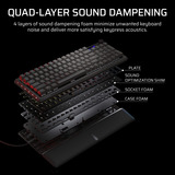 Corsair VANGUARD 96 WIRELESS RGB clavier gaming mécanique Noir, Layout US (QWERTY), Corsair MLX Plasma, 96%, RGB, Keycaps PBT double-shot, ABS single-shot, Hot-swap, RF2.4 / USB / Bluetooth
