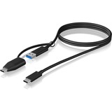ICY BOX FD-A-USBC-002, USB-C 10Gbps Cable- Model E, Câble Noir, 1 mètre