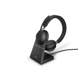 Jabra Evolve2 65, MS Stereo casque on-ear Noir, Microsoft Teams, Bluetooth, Station de recharge incluse