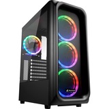 Sharkoon TK5M RGB, Moyen tour Noir, 2x USB-A 3.2 (5 Gbit/s), USB-A 3.2 (10 Gbit/s), Window-kit