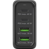 goobay 68W GaN USB-C PD Multiport Quick Charger Noir, 2x USB-C, 2x USB-A