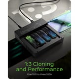 ICY BOX Duplicateur USB4® 4 baies IB-4013MCL-C4 (clonage 1:3), Station d'accueil Noir