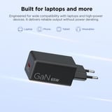 Lenovo 65W Mini USB-C GaN Charger Noir, 1x USB-C, avec câble
