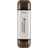 Transcend ESD310 Portable 512 Go SSD externe Argent, USB-A 3.2 (10 Gbit/s) | USB-C 3.2 (10 Gbit/s)