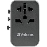 Verbatim Adaptateur universel de voyage UTA-04, Prise de voyage Noir/Argent, 3x USB-A, 2x USB-C