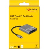 DeLOCK 91741 lecteur de carte mémoire USB 3.2 Gen 1 (3.1 Gen 1) Type-C Noir, Gris Gris, XQD, Noir, Gris, 5000 Mbit/s, Aluminium, USB 3.2 Gen 1 (3.1 Gen 1) Type-C, 57 mm