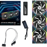 Lian Li UNI FAN SL120 Wireless Reverse Blade, Ventilateur de boîtier Noir, 3 pièces, connecteur de ventilateur PWM à 4 broches