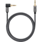 goobay Câble de connexion stéréo auxiliaire Plus Audio 3,5 mm 90° Noir/Argent, 2 mètres