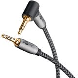 goobay Câble de connexion stéréo auxiliaire Plus Audio 3,5 mm 90° Noir/Argent, 2 mètres