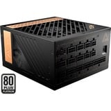 MSI MEG Ai1300P PCIE5 alimentation modulaire 1300 watt Noir, 1x 12V-2x6, 8x PCIe, 1300 W, 100 - 240 V, 50 - 60 Hz, 10 A, 5 A, Actif