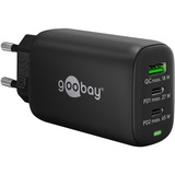 goobay Chargeur rapide multiport USB-C PD GaN (65 W) Noir, 2x USB-C, 1x USB-A, Power Delivery, QuickCharge