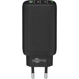 goobay Chargeur rapide multiport USB-C PD GaN (65 W) Noir, 2x USB-C, 1x USB-A, Power Delivery, QuickCharge
