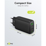 goobay Chargeur rapide multiport USB-C PD GaN (65 W) Noir, 2x USB-C, 1x USB-A, Power Delivery, QuickCharge