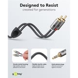 goobay Plus Câble adaptateur audio jack 3,5 mm > 2x cinch stéréo Noir/Argent, 2 mètres