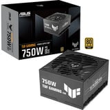 ASUS TUF Gaming 850W Gold EVO alimentation modulaire 750 watt Noir, 1x 12V-2x6, 2x PCIe, 750 W, 100 - 240 V, Actif, 110 W, 750 W, 110 W