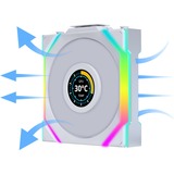 Lian Li UNI FAN SL120 LCD Wireless, Ventilateur de boîtier Blanc, 3 pièces, connecteur de ventilateur PWM à 4 broches