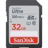 SanDisk Carte Ultra SDHC UHS-I 32 Go, Carte mémoire Noir, UHS-I, classe 10