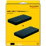 DeLOCK Switch KVM HDMI / USB-C 4K 60 Hz avec USB 2.0 