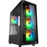 Sharkoon TK4 RGB, Boîtier PC Noir, 4x USB-A | RGB | Tempered Glass