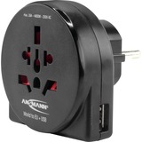 Ansmann Prise de voyage du monde vers l'UE + USB, Adaptateur Noir