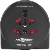 Ansmann Prise de voyage du monde vers l'UE + USB, Adaptateur Noir