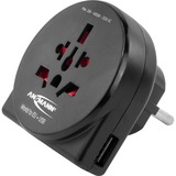 Ansmann Prise de voyage du monde vers l'UE + USB, Adaptateur Noir
