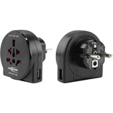 Ansmann Prise de voyage du monde vers l'UE + USB, Adaptateur Noir