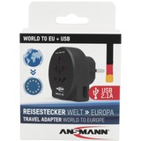 Ansmann Prise de voyage du monde vers l'UE + USB, Adaptateur Noir