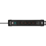 Brennenstuhl Premium-Line avec USB 4 prises, Multiprise Noir