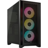 Corsair 4000D RGB AIRFLOW, Moyen tour Noir, USB-A 3.2 (5 Gbit/s) | USB-C 3.2 (5 Gbit/s) | Window-kit