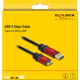 DeLOCK USB-A 3.0 > Micro-USB-B 3.0, Câble Noir/Rouge, 2 mètres
