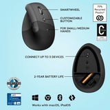 Logitech Lift Vertical Ergonomique , Souris Graphite/Noir, Bluetooth, 4000 DPI
