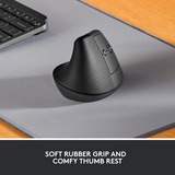 Logitech Lift souris ergonomique vertical - Droitier Graphite/Noir, 4000 dpi, Bluetooth