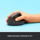 Logitech Lift souris ergonomique vertical - Droitier Graphite/Noir, 4000 dpi, Bluetooth