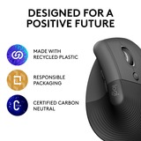 Logitech Lift souris ergonomique vertical - Droitier Graphite/Noir, 4000 dpi, Bluetooth