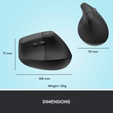 Logitech Lift souris ergonomique vertical - Droitier Graphite/Noir, 4000 dpi, Bluetooth