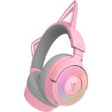 Razer Kraken Kitty V3 Pro Quartz casque gaming over-ear Rose/gris, RGB, 2.4 GHz / Bluetooth / USB