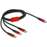 DeLOCK Câble de chargement USB 3-en-1 USB Typ-C vers 3x USB Typ-C Noir/Rouge, 1 m