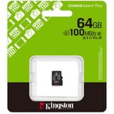 Kingston 64GB micSDXC Canvas Select Plus Gen3 100R A1 (Adaptateur SD non inclus), Carte mémoire Noir, 64 Go, MicroSDXC, Classe 10, UHS-I, 100 Mo/s, Class 1 (U1)