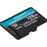 Kingston Carte microSDXC Canvas Go Plus Gen4 200R A2 U3 de 128 Go, pack unique sans ADP, Carte mémoire Noir, pack unique sans ADP, 128 Go, MicroSD, Classe 10, UHS-I, 200 Mo/s, 100 Mo/s