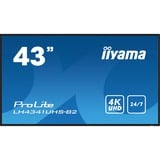 iiyama Prolite LH4341UHS-B2, Affichage public Noir, 4K UHD, VGA, HDMI, Audio, LAN