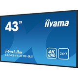 iiyama Prolite LH4341UHS-B2, Affichage public Noir, 4K UHD, VGA, HDMI, Audio, LAN